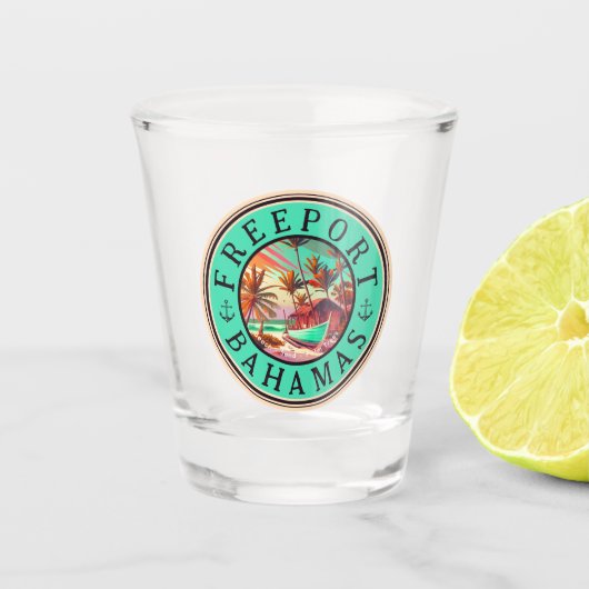 Verre A Shot Freeport Bahamas Sunset Travel Souvenir 1950 (Devant)