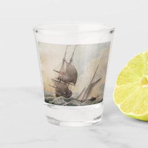 Verre A Shot Frigate dans une houle 17ème siècle