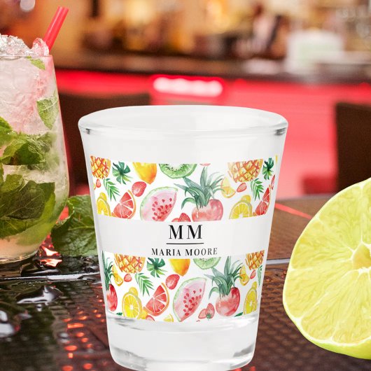 Verre A Shot Fruits ananas pastèques monogramme initiales nom