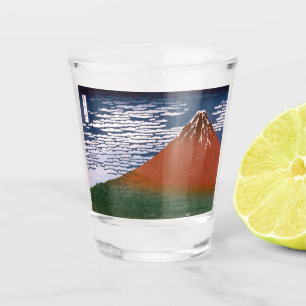 Verre A Shot Fuji rouge, Aka Fujiyama Volcan Katsushika Hokusai