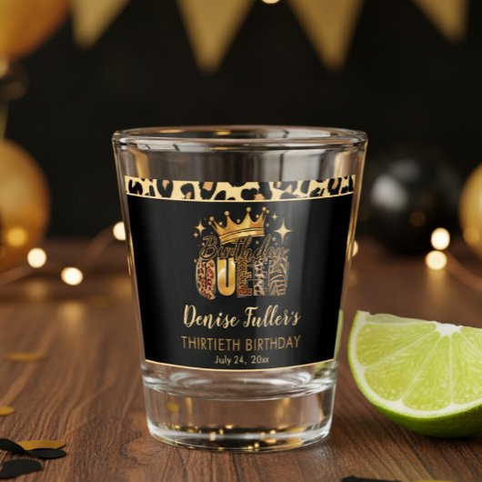 Verre A Shot Fun Leopard Birthday Queen Thirty Birthday
