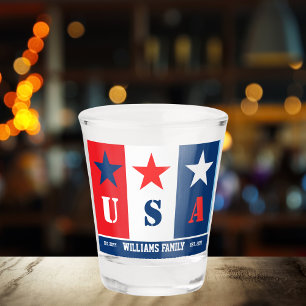 Verre A Shot Fun Simple American Flag, Patriotique USA, Nom de