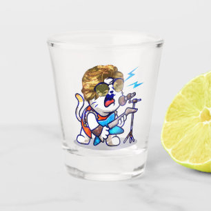 Verre A Shot Funky Rockstar Cat - Musique Cool Lover Kitty