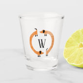 Verre A Shot Funny Dachshund Saucisse Chien Monogramme (Devant)