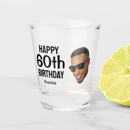 Verre A Shot Funny Personalized Face Photo Men 60th Birthday (Devant)