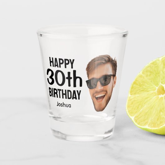 Verre A Shot Funny Personalized Men Face Photo 30th Birthday (Devant)