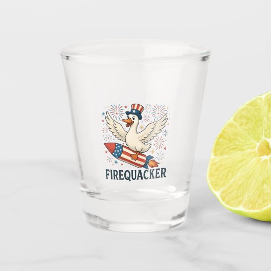 Verre A Shot Funny Rubber Duck USA Patriotic Firequacker 4e (Devant)