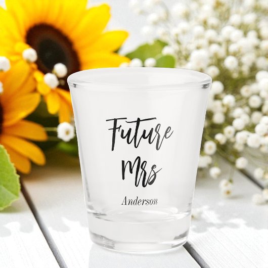 Verre A Shot Futur de la mariée Mme Black White Mariage en verr
