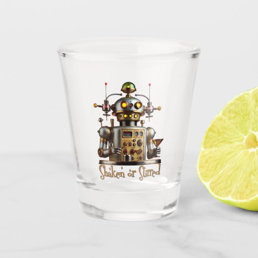 Verre A Shot Futuristic Robot Bartender "Shaken or Stirred" (Devant)