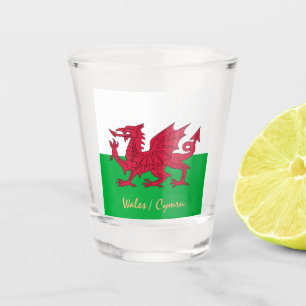 Verre A Shot Gallois Drapeau & Pays de Galles patriote / sports