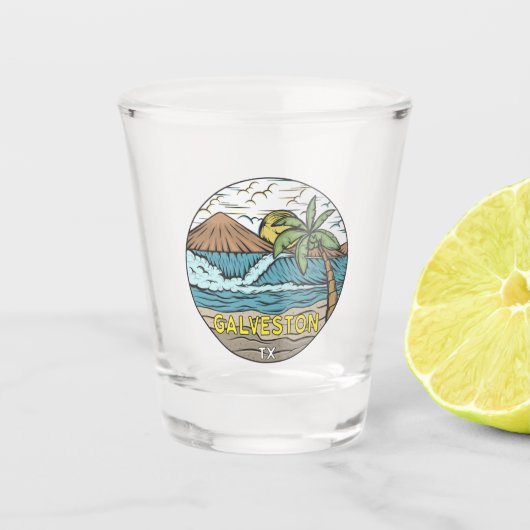 Verre A Shot Galveston Beach Texas Vintage (Devant)