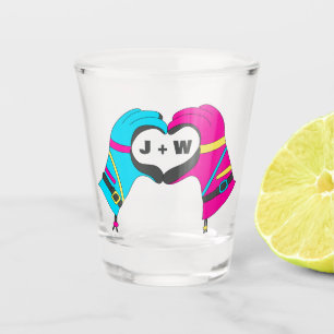 Verre A Shot Gants de ski d'hiver mains en forme de coeur Initi