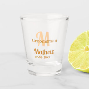 Verre A Shot garçon d'honneur orange nom lettre date pastel mas