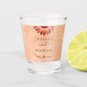 Verre A Shot Gerbera Flower sur Mariage de pêche Abstrait
