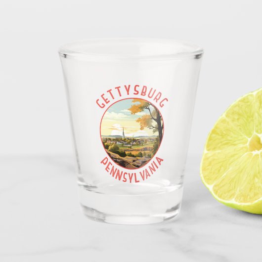 Verre A Shot Gettysburg Pennsylvanie Retro Cercle en détresse (Devant)