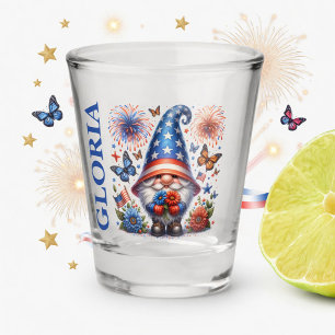 Verre A Shot Gnome Patriotique avec Feux d'Artifice Célébration