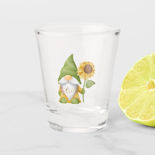 Verre A Shot Gnome tenant un tournesol sur un (Devant)
