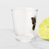 Verre A Shot Gold flower Butterfly with Black Orchid (Gauche)