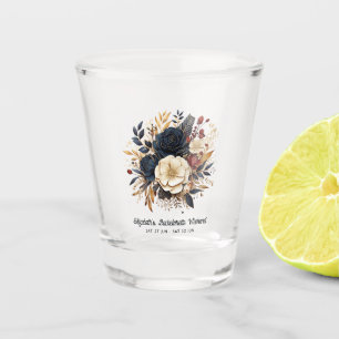 Verre A Shot Gold, Navy et Bachelorette Florale de Bourgogne