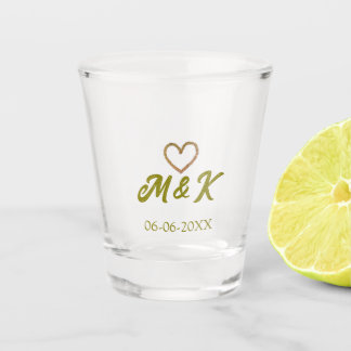 Verre A Shot Golden heart wedding couple name letter modern 