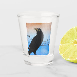 Verre A Shot Grackle Austin Texas Black Bird Wildlife Painting