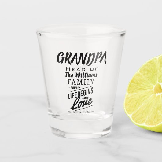 Verre A Shot Grand-père Chef de famille où l'amour ne s'arrête (Devant)
