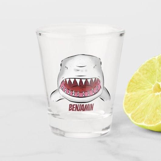Verre A Shot Grand requin blanc moyen dessin animé (Devant)