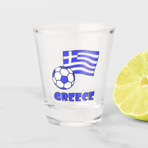 Verre A Shot Grèce avec drapeau grec et ballon de football