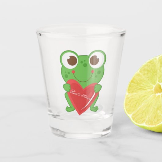 Verre A Shot Grenouille de heureuse Sainte-Valentin (Devant)