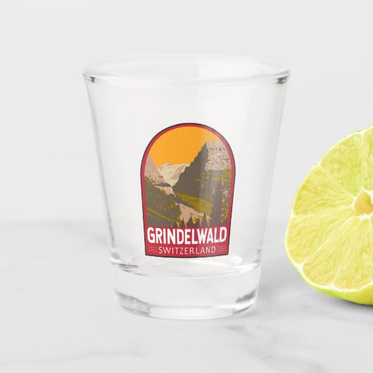 Verre A Shot Grindelwald Suisse Travel Art Vintage (Devant)