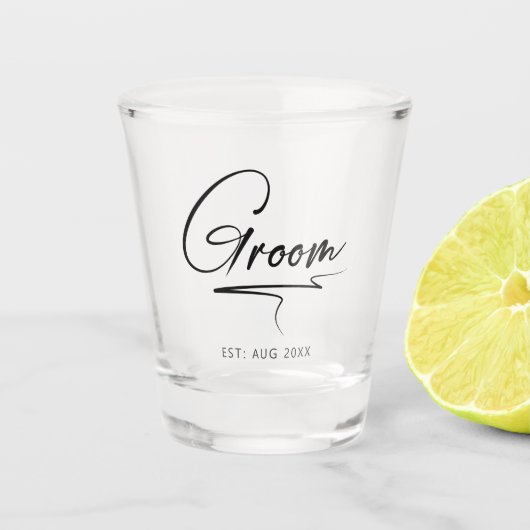 Verre A Shot Groom de calligraphie moderne ID1025 (Devant)