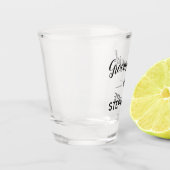 Verre A Shot Groomsmaid Mariage Monogramme Script noir (Gauche)