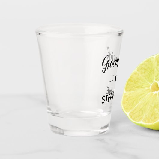 Verre A Shot Groomsmaid Mariage Monogramme Script noir (Gauche)