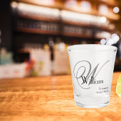 Verre A Shot Groomsman Cadeau Moderne Monogramme Nom Date Migno