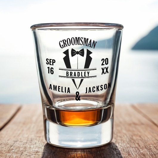 Verre A Shot Groomsman Custom Tuxedo Mariage Faveur Tachée verr