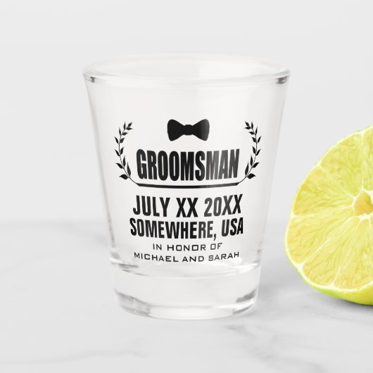 Verre A Shot Groomsman fait sur commande (Devant)