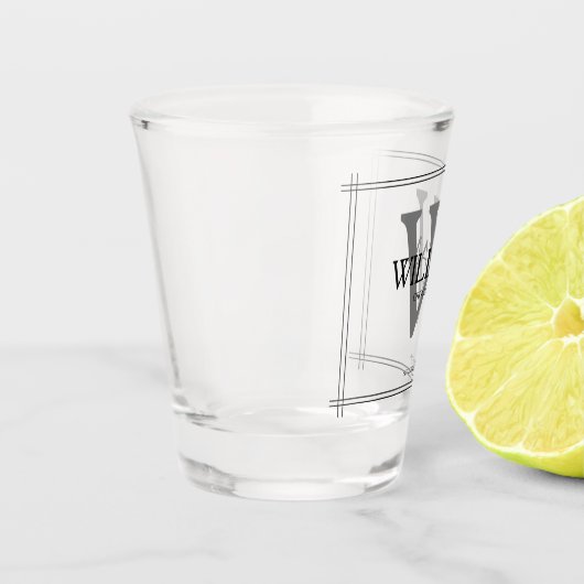 Verre A Shot Groomsman Gift Rustic Chic Monogram + Nom mignon (Gauche)