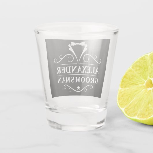 Verre A Shot Groomsman Tuxedo Cravate noir (Dos)