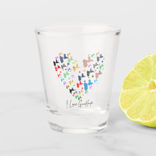 Verre A Shot Guadeloupe Cœur I Love Shot Glass