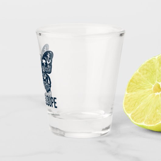 Verre à shot Guadeloupe – Motif papillon et ancres (Droite)