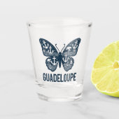 Verre à shot Guadeloupe – Motif papillon et ancres (Devant)