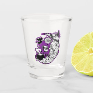 Verre A Shot Halloween Croissant Lune crâne de sorcière