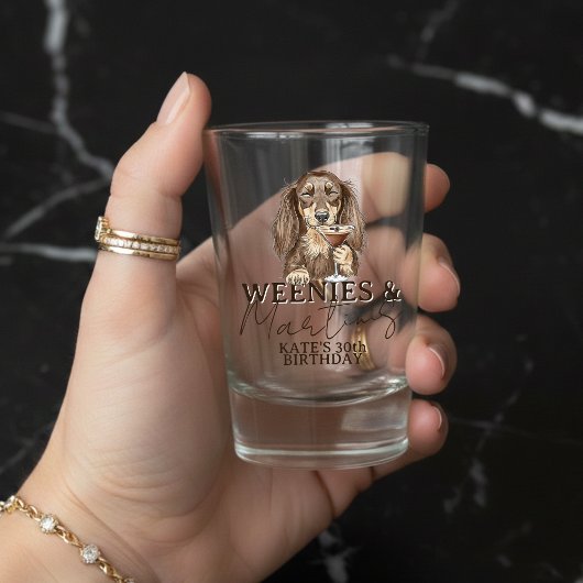 Verre A Shot Hand Drawn Weenies et Martinis Teckel