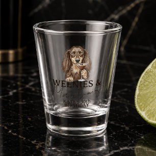 Verre A Shot Hand Drawn Weenies et Martinis Teckel