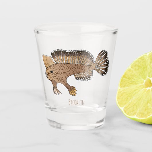 Verre A Shot Handfish cartoon illustration (Devant)