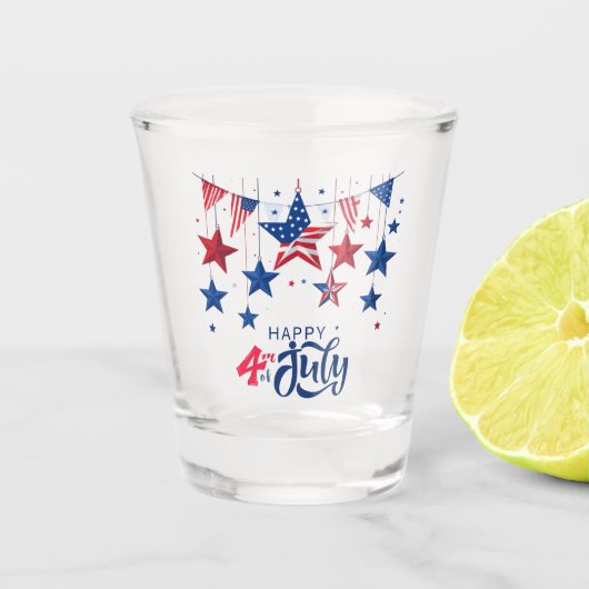 Verre A Shot Happy 4 juillet Hanging Stars ID1103 (Devant)