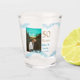 Verre A Shot Happy 50th anniversary add couple name date weddin