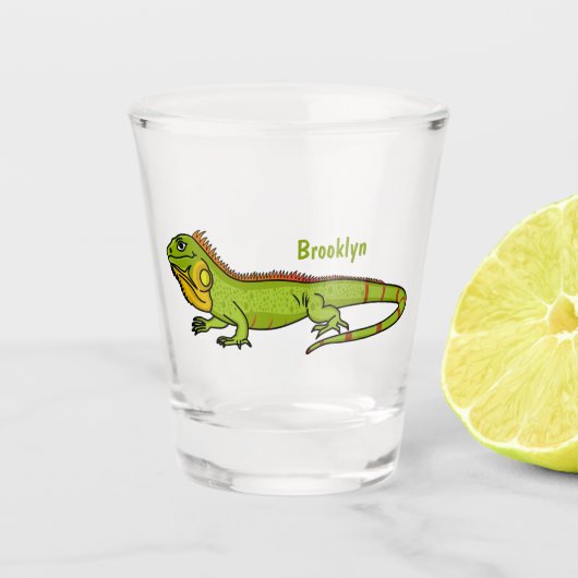 Verre A Shot Happy green iguana cartoon (Devant)