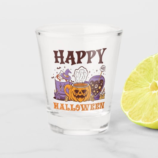Verre A Shot Happy Halloween café brasse (Devant)