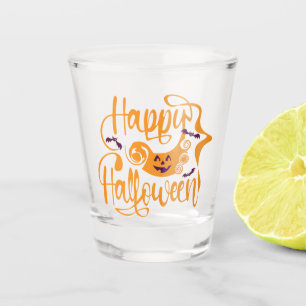 Verre A Shot Happy Halloween chauves-souris Jack-o'-lantern